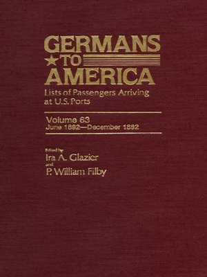 cover image of Germans to America, Volumes 63-67, Volumes 1-7 Series 2